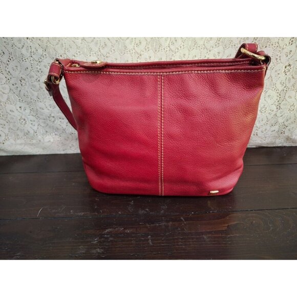 The Sak Red Leather Shoulder Purse With Adjustable Strap/Pre-Owned In Very Good - Picture 3 of 13